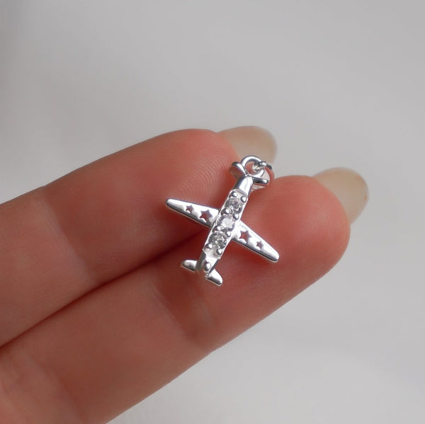DIJE AVION CIRCONES 1,5CM PLATA ITALY