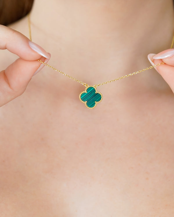 COLLAR PLATA ITA TREBOL GREEN 45CM