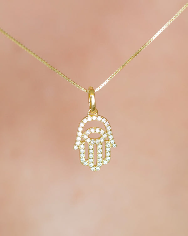 COLLAR MANO HAMSA CIRCONIAS 45+5CM