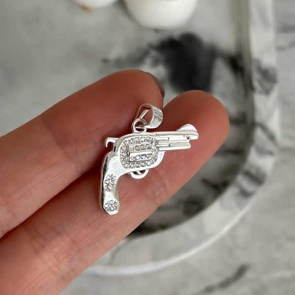 DIJE PLATA PISTOLA GUN CRISTAL ITALY