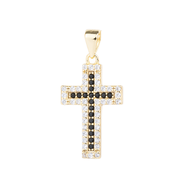 DIJE CRUZ CIRCONIAS CON NEGRO 2CM